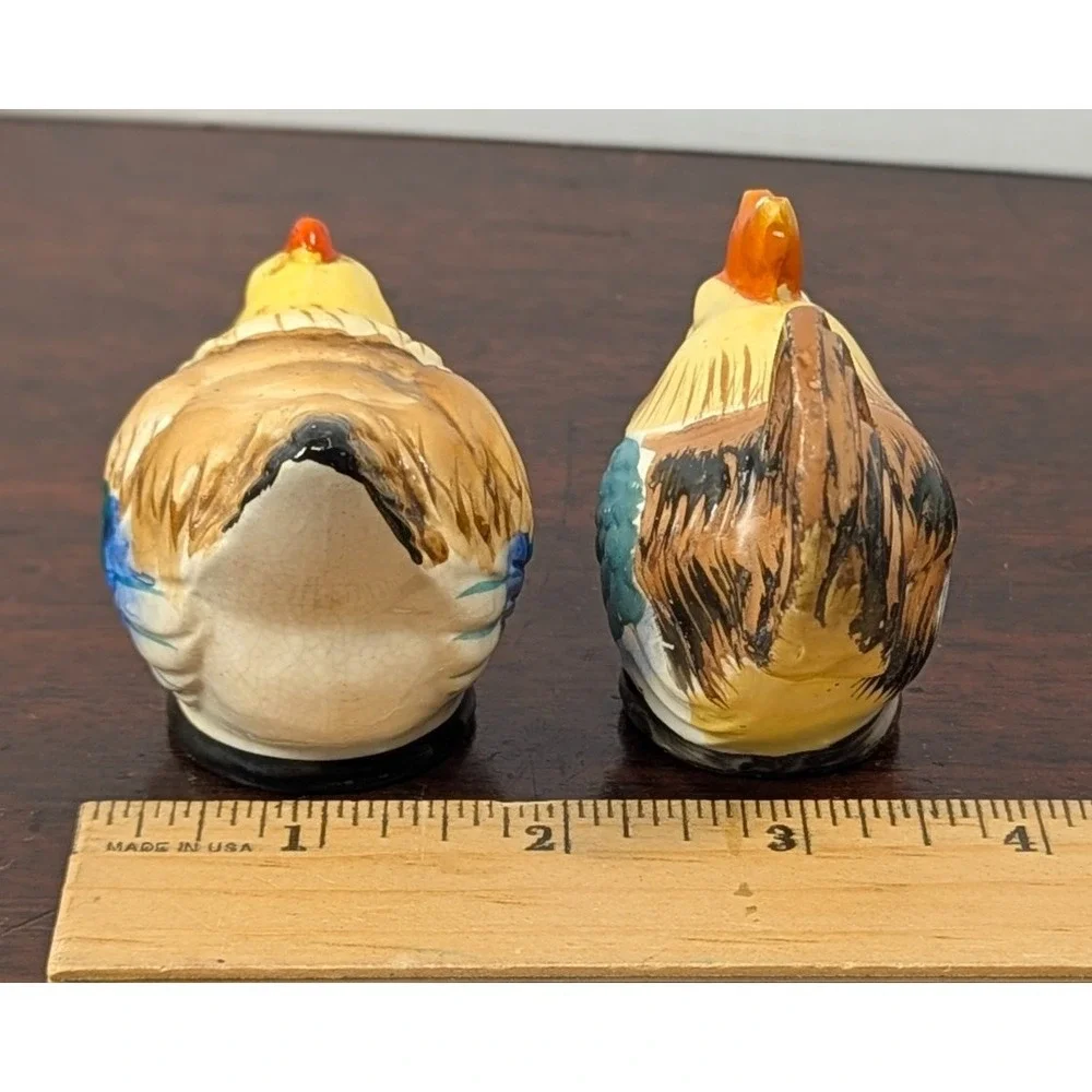 Vintage Pink Rooster & Hen Salt and Pepper Shakers Made in Japan Ceramic Set